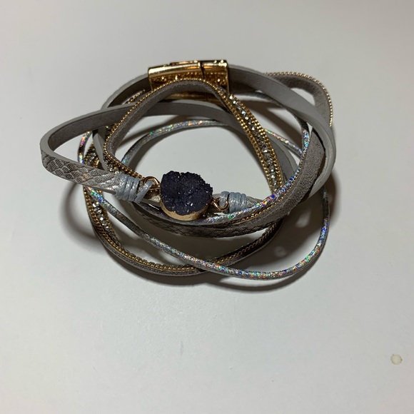 Beautiful Real Druzy Stone Wrap Bracelet - Picture 2 of 5